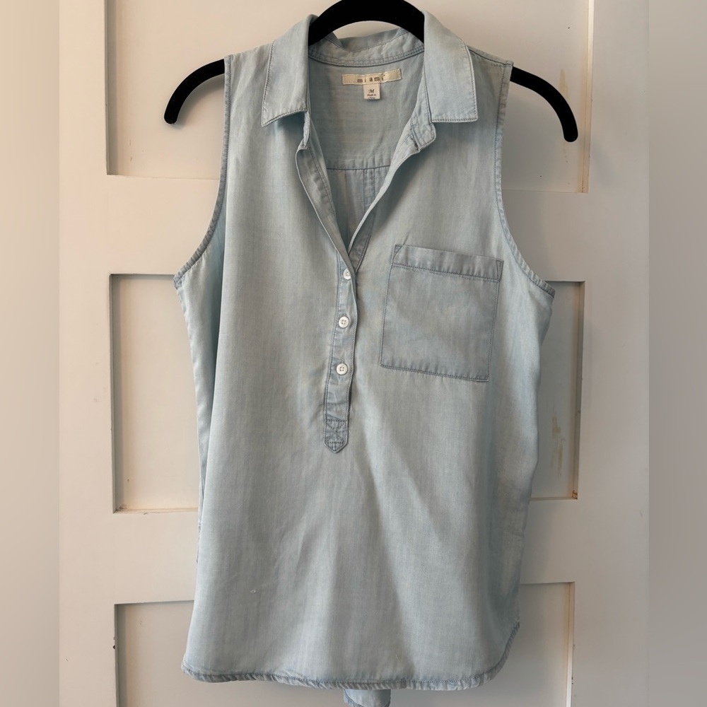 Miami Blue Sleeveless Polo Blouse